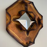 Brutalist mirror in copper foil vintage design of the 60s-70s