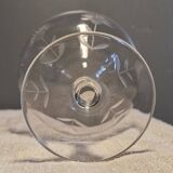 3 antique champagne coupes in engraved crystal with large daisies.