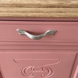 Art deco sideboard revamped powder pink, marble top, chrome handles, vintage shabby chic