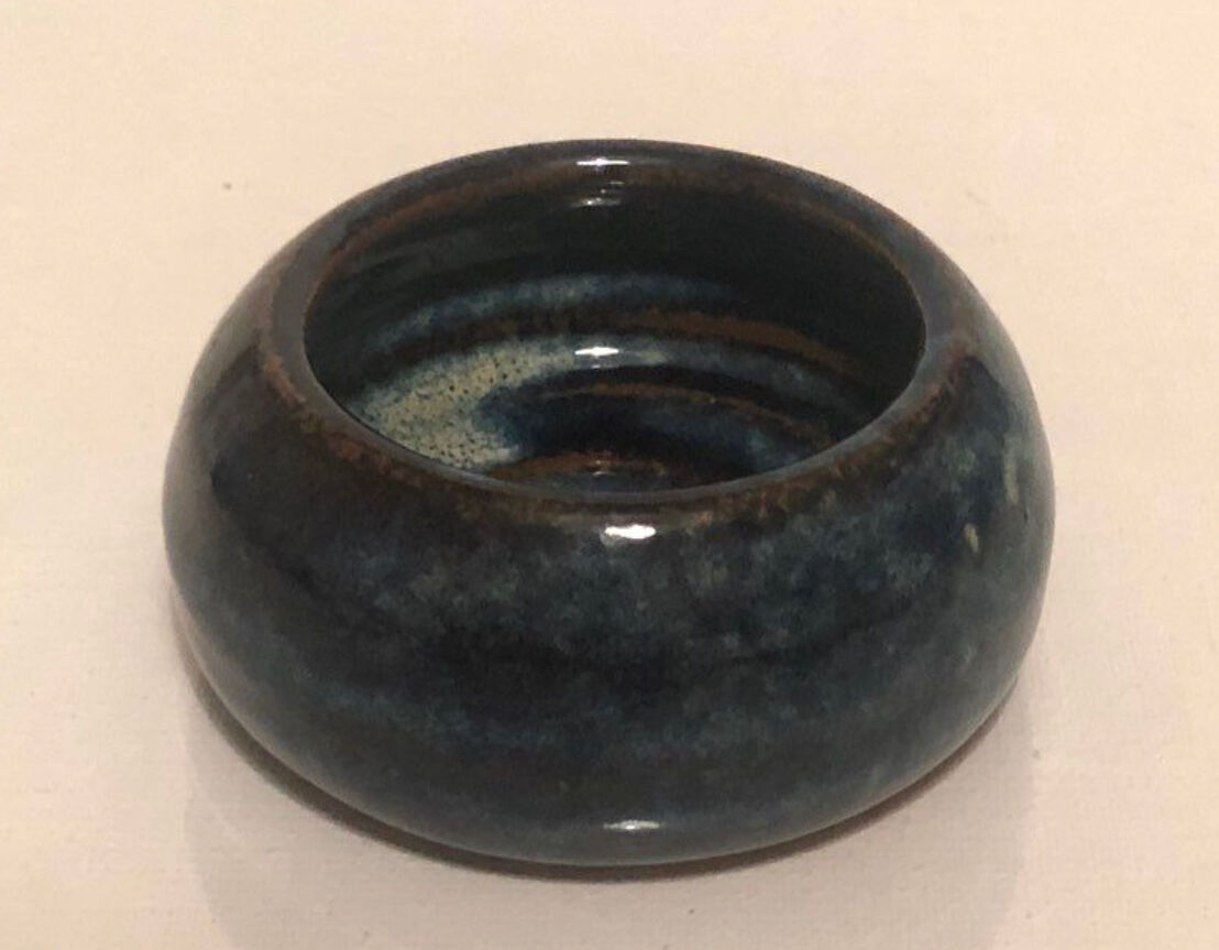 Small blue ceramic pot