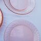 Set of 6 flat plates and 6 hollow plates in pink glass