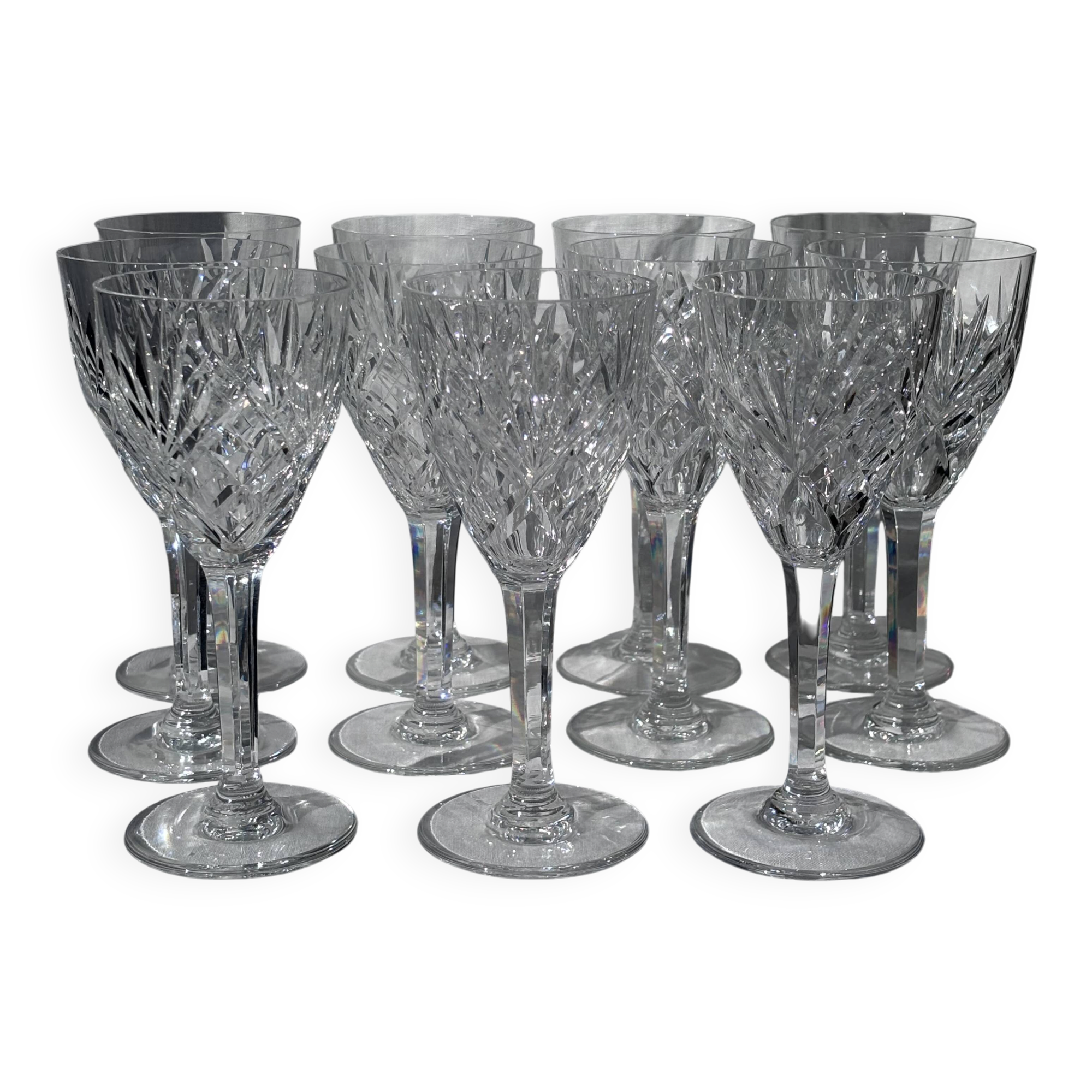 Set of 11 chantilly red wine glasses by saint-louis
