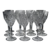 Lot de 11 verres à vin rouge chantilly par saint-louis