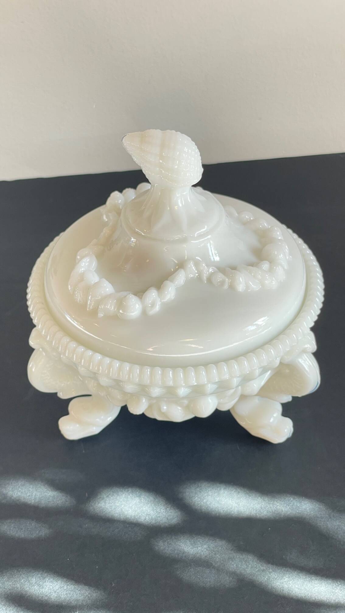Vintage opaline glass candy dish