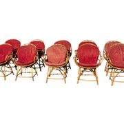 Set of 10 rattan armchairs from the 1960s, France.