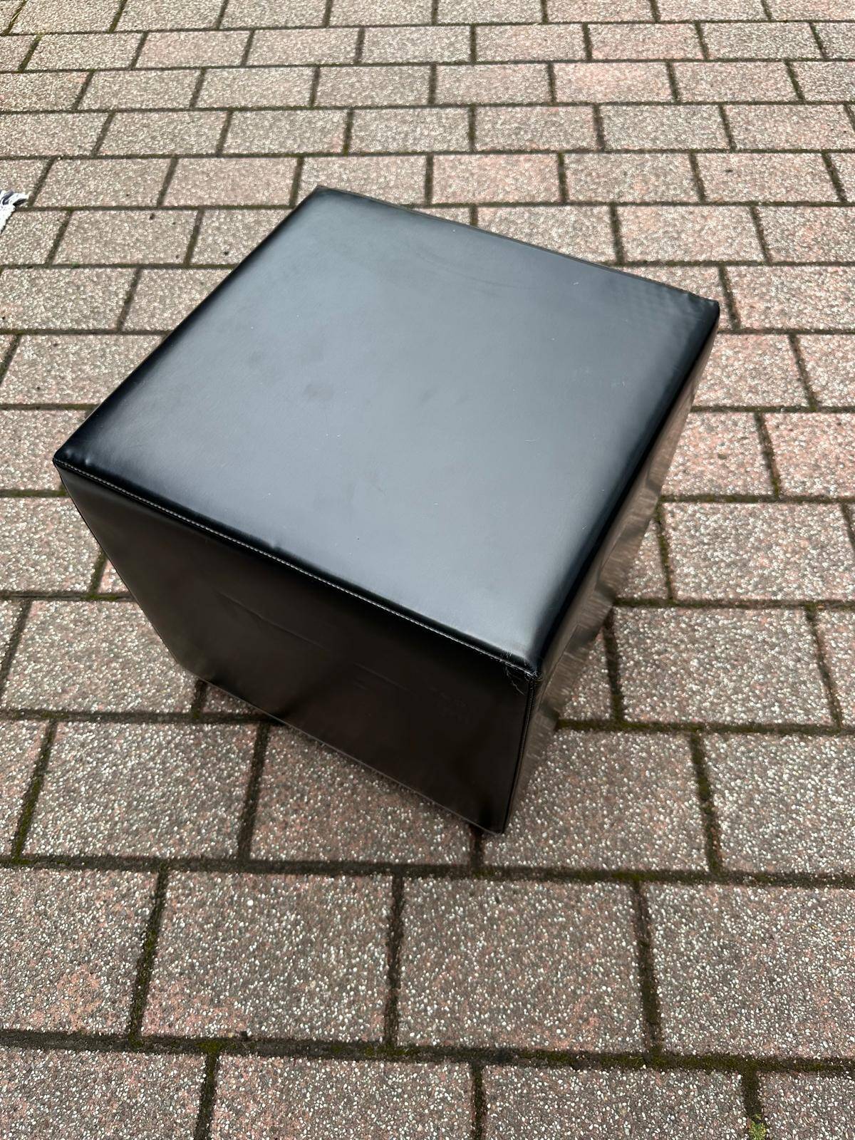 Pair of designer poufs in faux leather