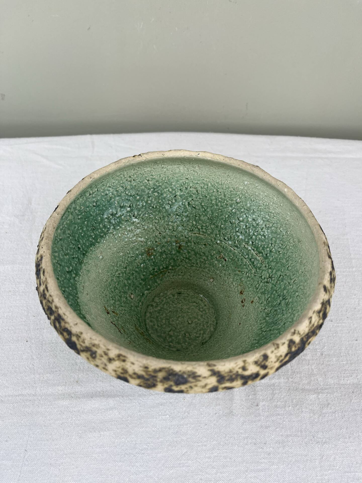 Celadon glazed stoneware bowl signed