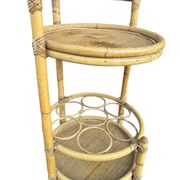 1960s rattan bottle holder rolling table