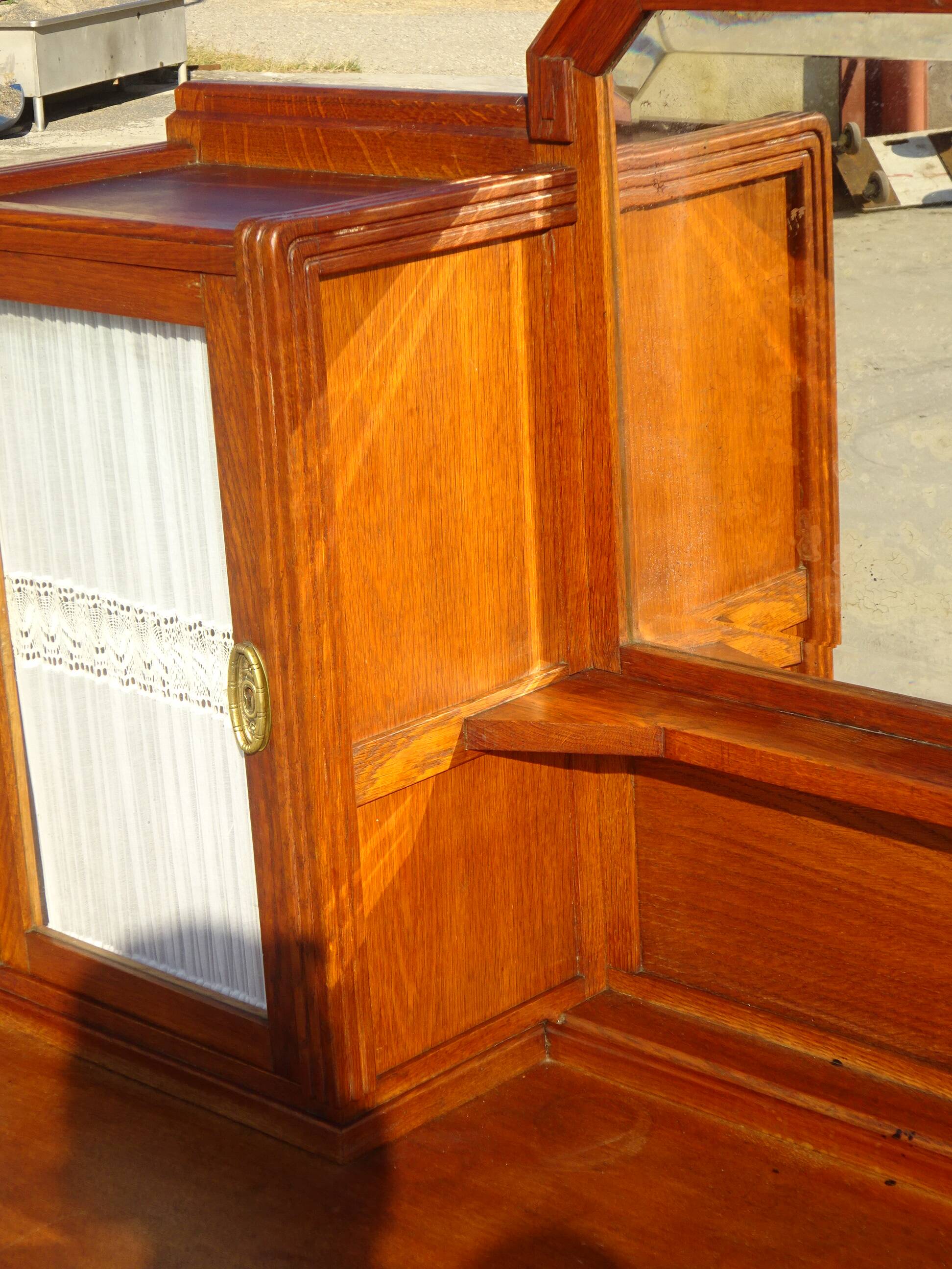 Vintage oak sideboard with sentry boxes and mirror