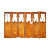 Pair of three-panel screens made of Dutch hardwood and walnut.
