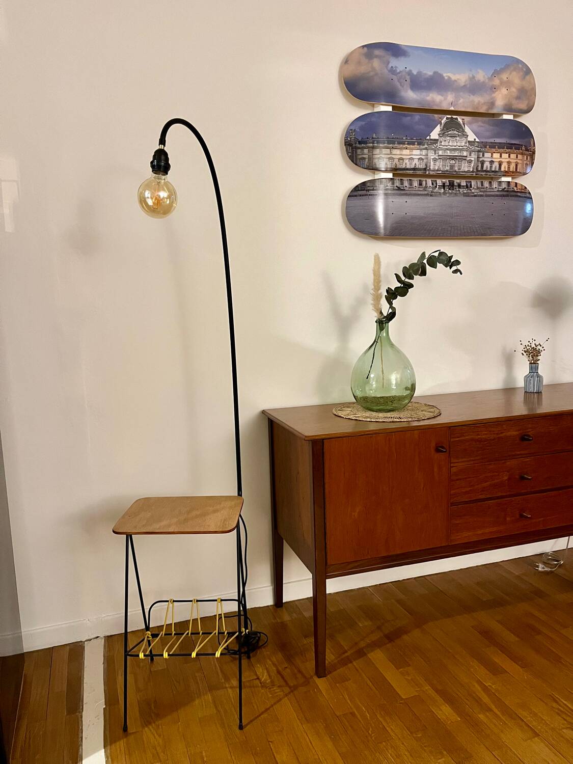 Steel wire and vintage scoubidou floor lamp 60