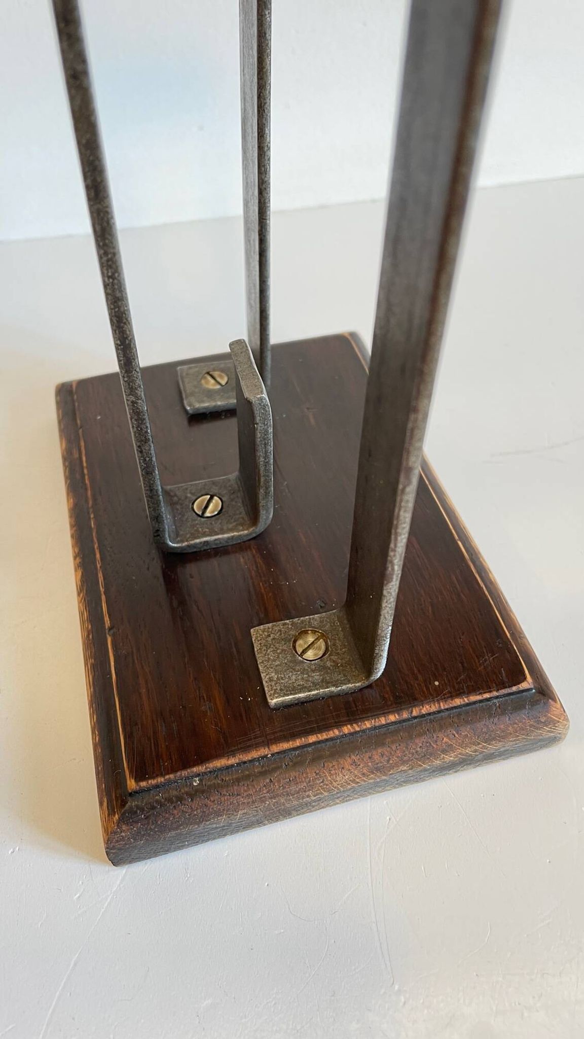Porte-allumettes de cheminée vintage en fer forgé
