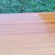 Vintage golden mahogany chest of drawers 3 drawers conical feet from the 60s