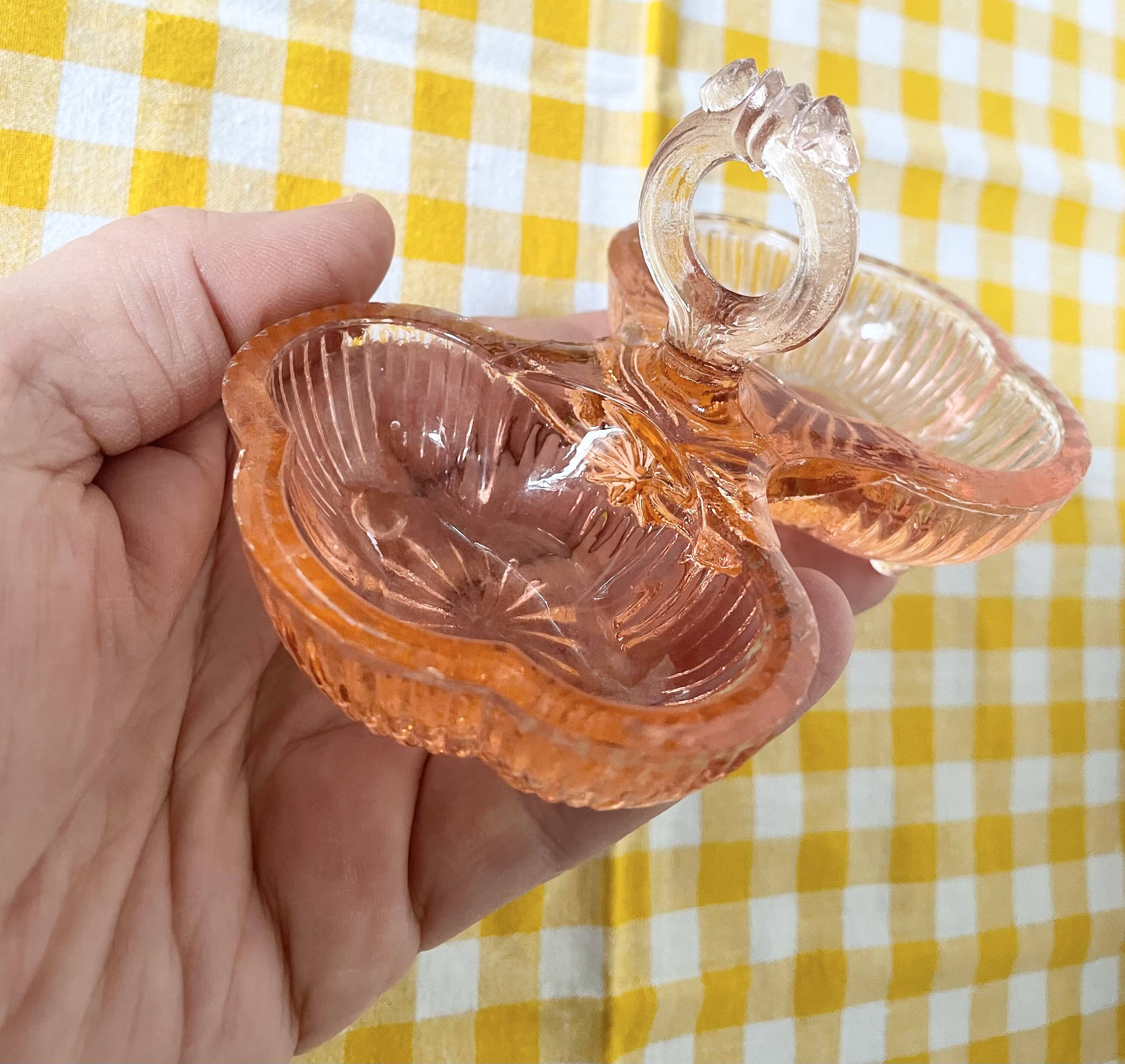 Pink molded double glass salt shaker