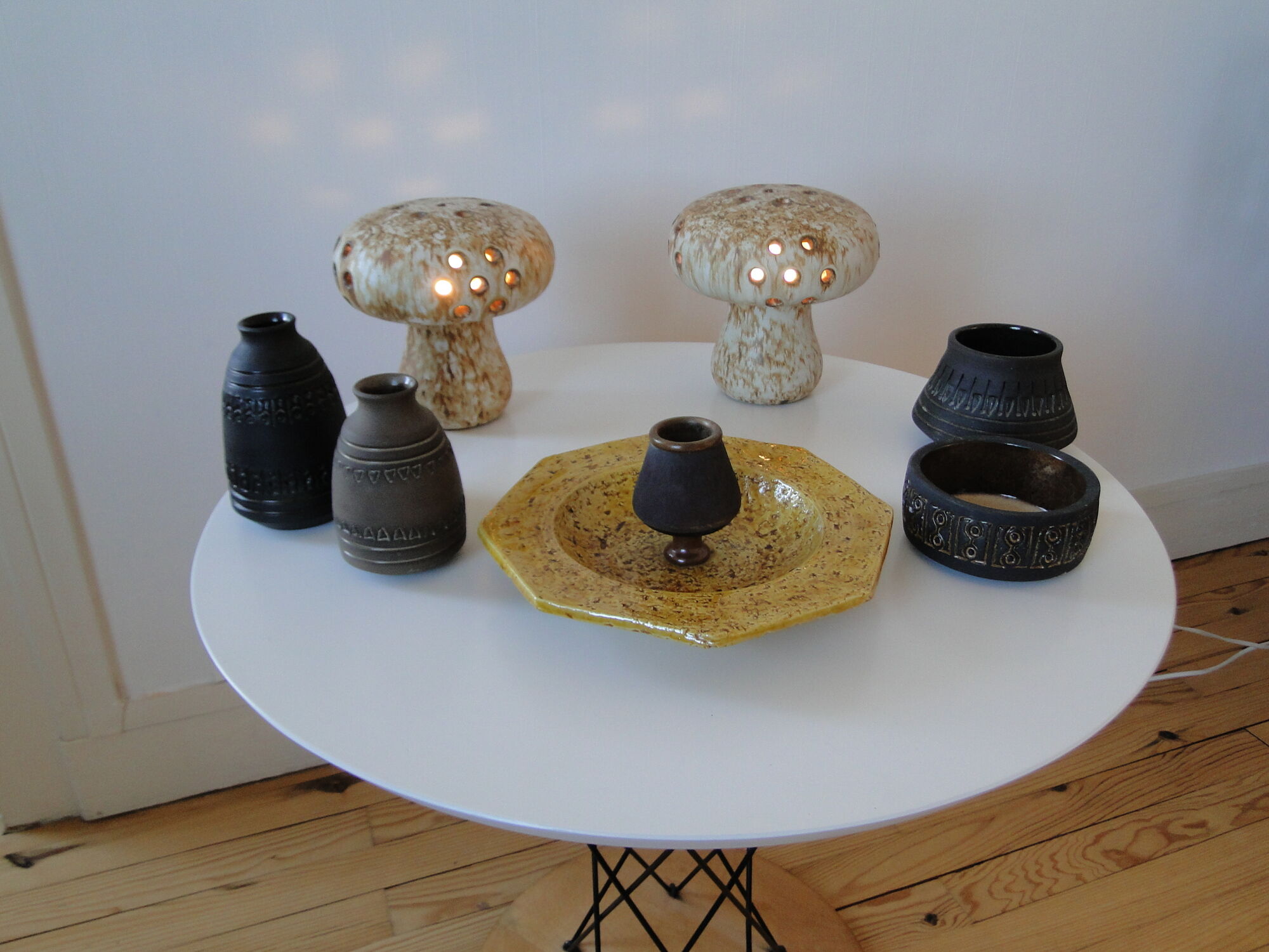 Pair of vintage mushroom lamps by Bruno Karlsson for EGO Sweden 1970s