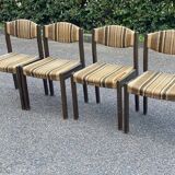 Set of 4 vintage Scandinavian Self chairs in solid wood and wool