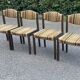 Set of 4 vintage Scandinavian Self chairs in solid wood and wool