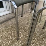 Vintage table, glass top, chrome base + 4 chairs