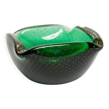 Green glass ashtray mid-century, Italy, 1970s