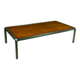 Table basse vintage années 70 en chrome et bois de loupe