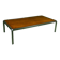 Vintage 1970s coffee table in chrome and burl wood.