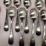 Old silver metal service with box