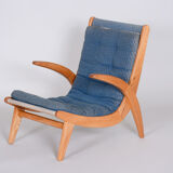 Paire de fauteuils bleus conçus par Jan Vaněk dans les années 1950. Ash.