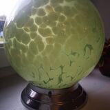 Applique globe boule abat jour opaline vert Clichy moucheté ø 20 cm art déco 1930/1940 TBE