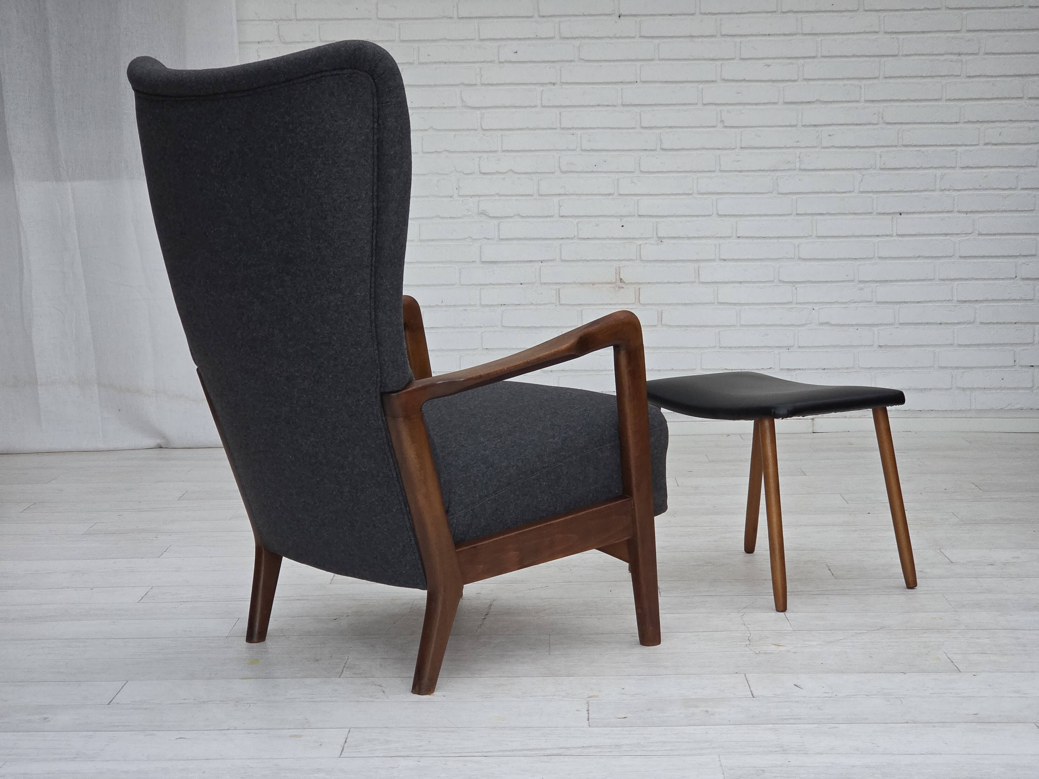 1960s, Danish armchair by Fritz Hansen model 8000/8020, furniture wool.