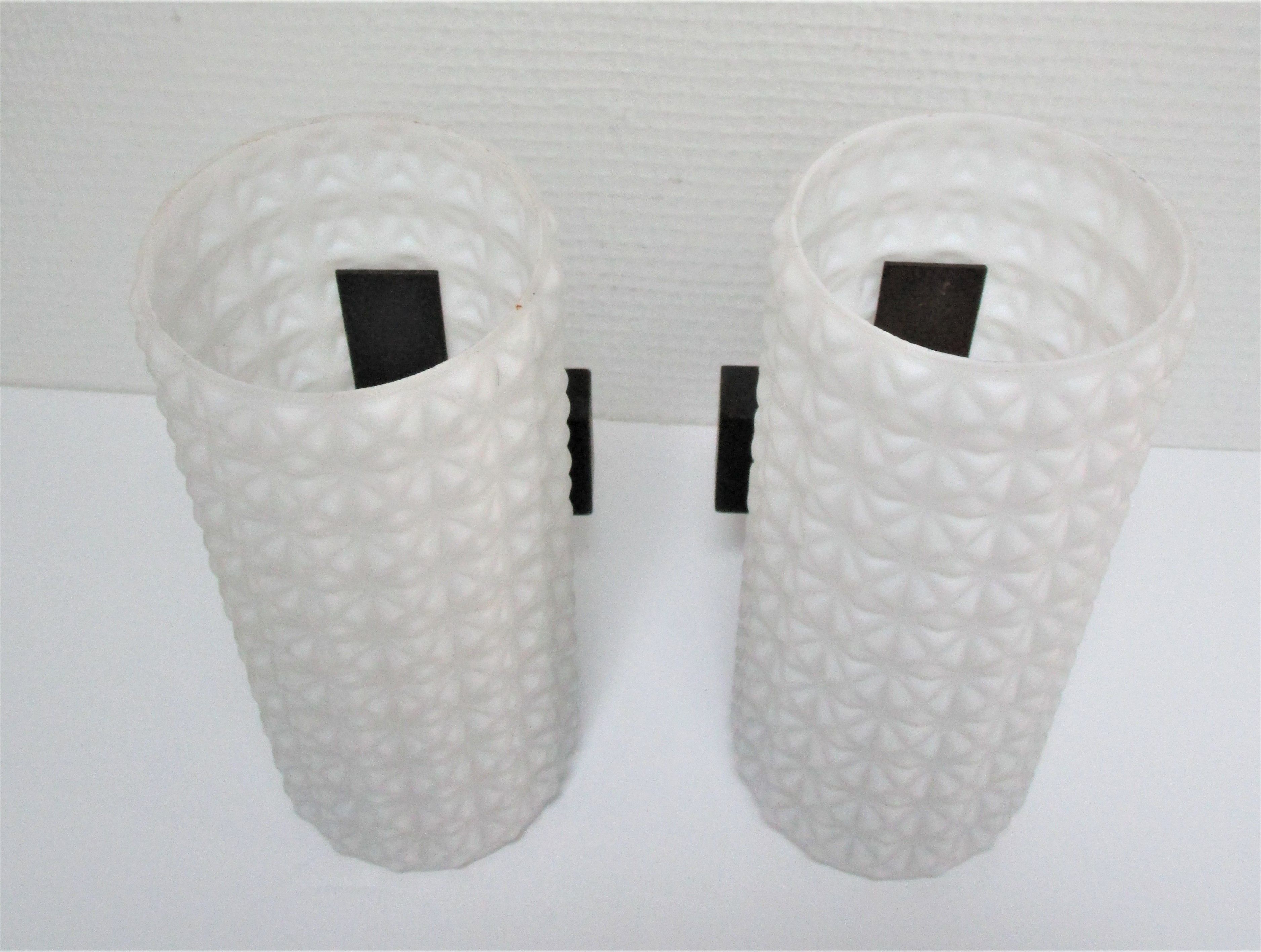 Pair of opaline wall lamps cylinder and metal years 50-60