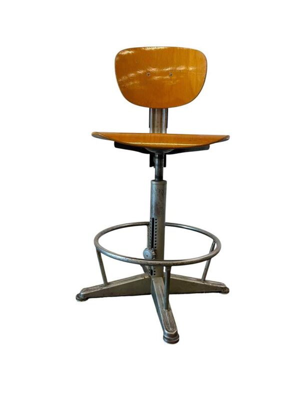 Chaise d'atelier/de bureau/d'usine industrielle vintage