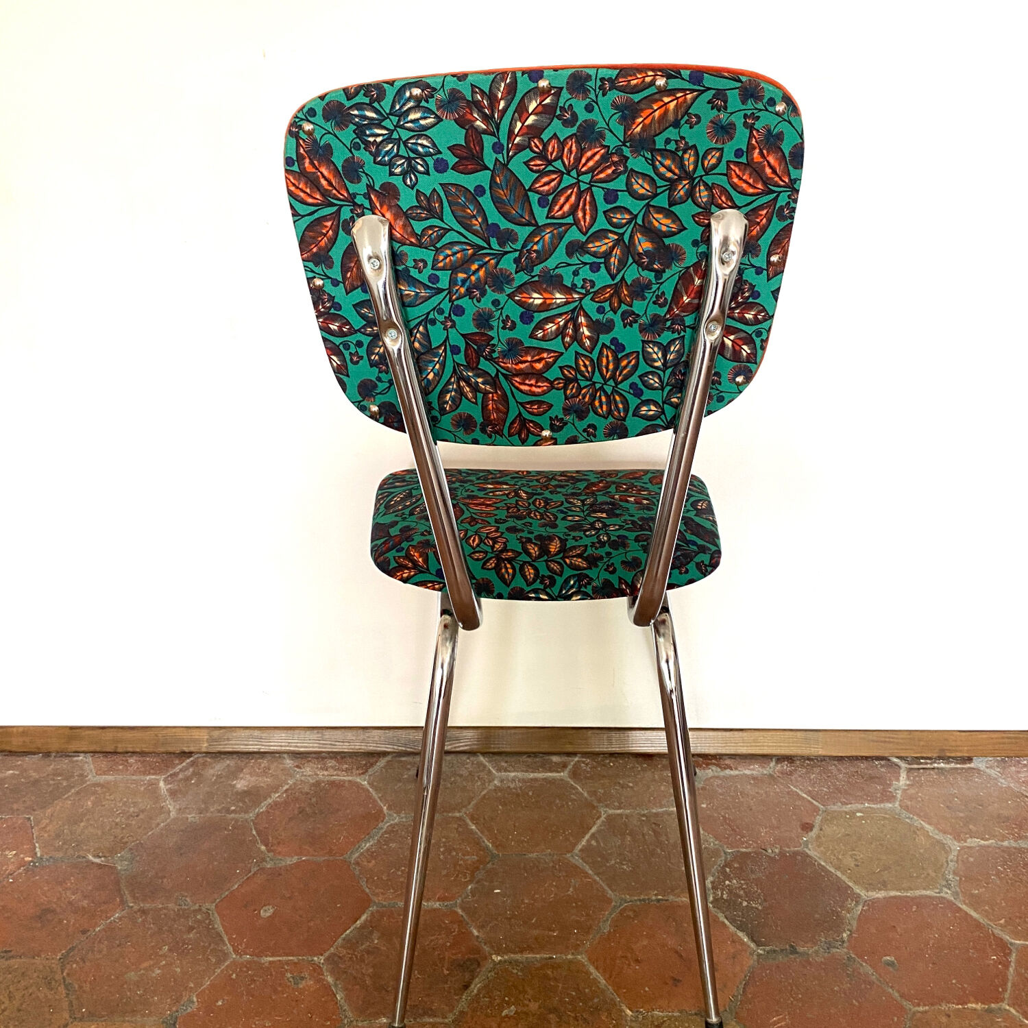 Upcycled vintage chair - rainbow tree green