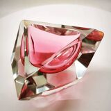 1960s Pink Multifaceted Triangular Ashtray or Catch-all in Murano Glas