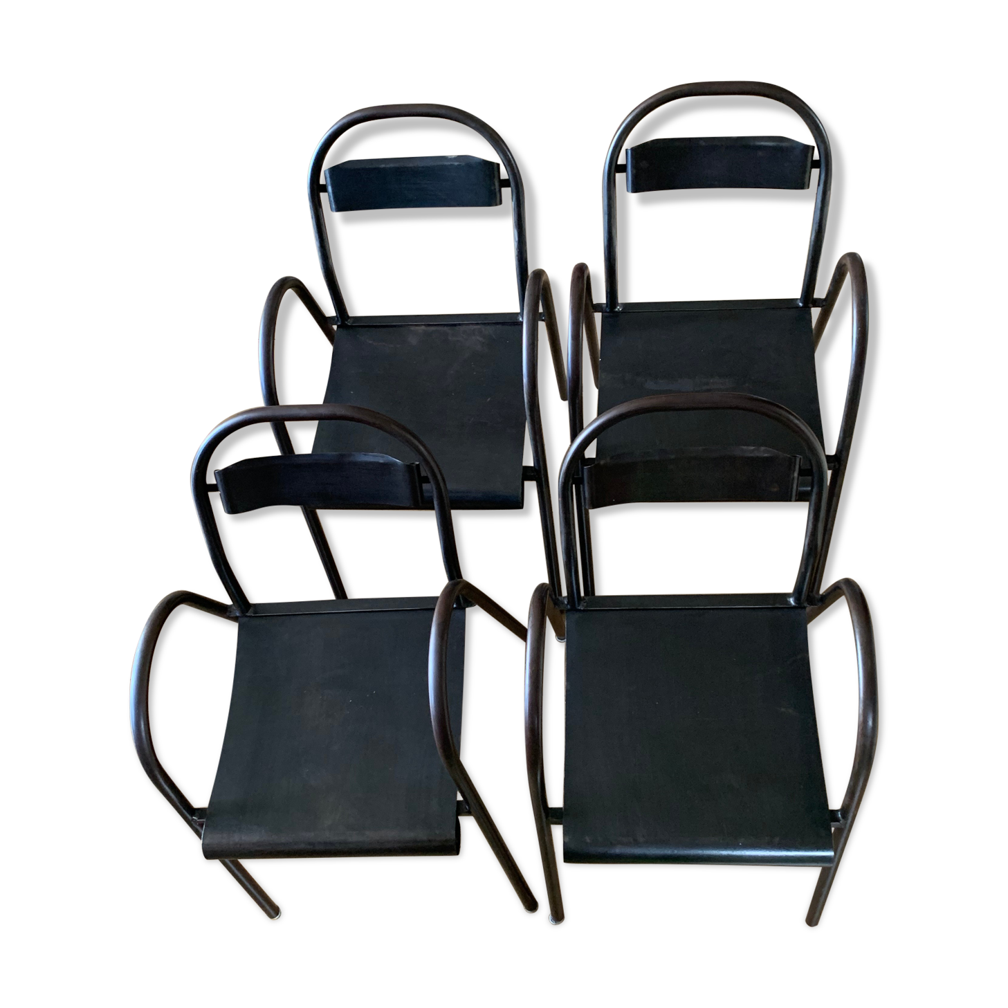Set of 4 industrial chairs with armrests