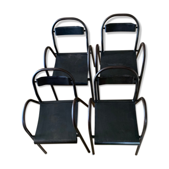 Set of 4 industrial chairs with armrests