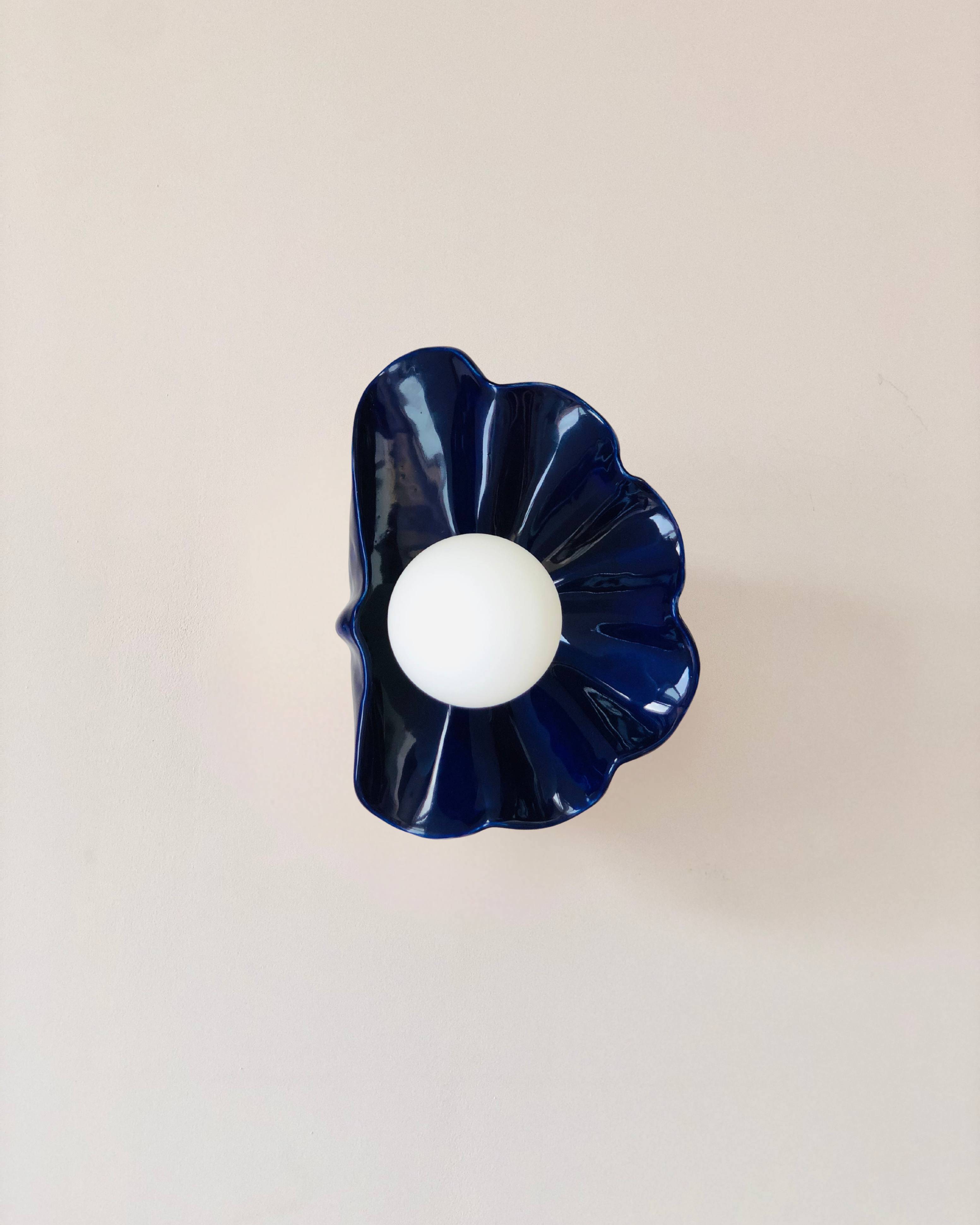 Square Ceramic Wall Light Coco - Concha Blue of Sèvres