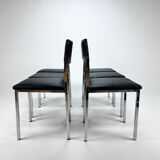 Set of 6 belgium chrome and skai dining chairs, 1960s