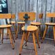 Vintage industrial workshop stool in wood, 1950s