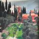 Tableau HSP "Mediterranean Landscape - Nice" 1935 Villa signed A. Deguene