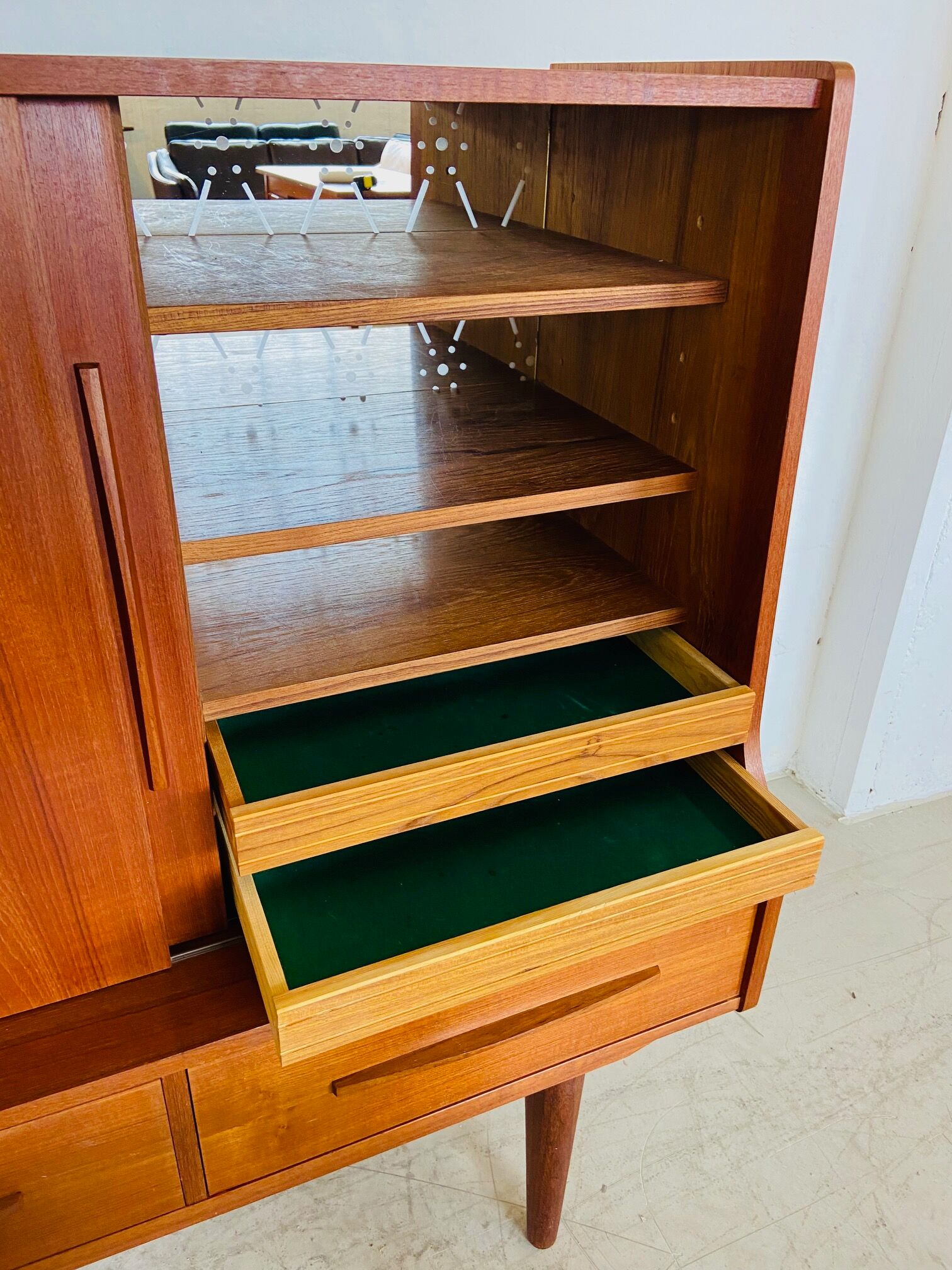 Vintage Danish mid-century teak bar cabinet 1960