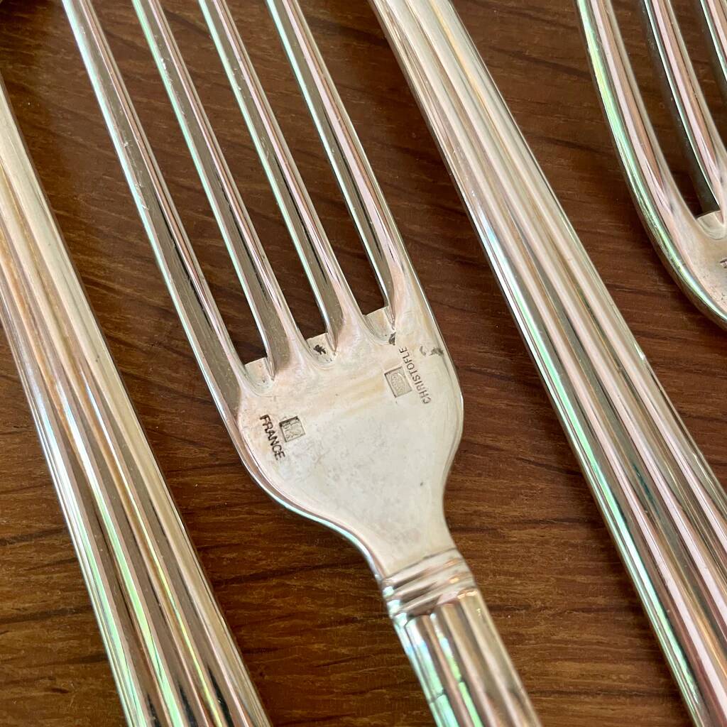 Silver-plated metal cutlery set Chrisofle model Aria, 50 pieces