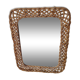 large vintage mirror in woven rattan 66 86 cm with some defects