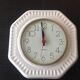 Octagonal clock in white ceramic, vintage 60s-70s