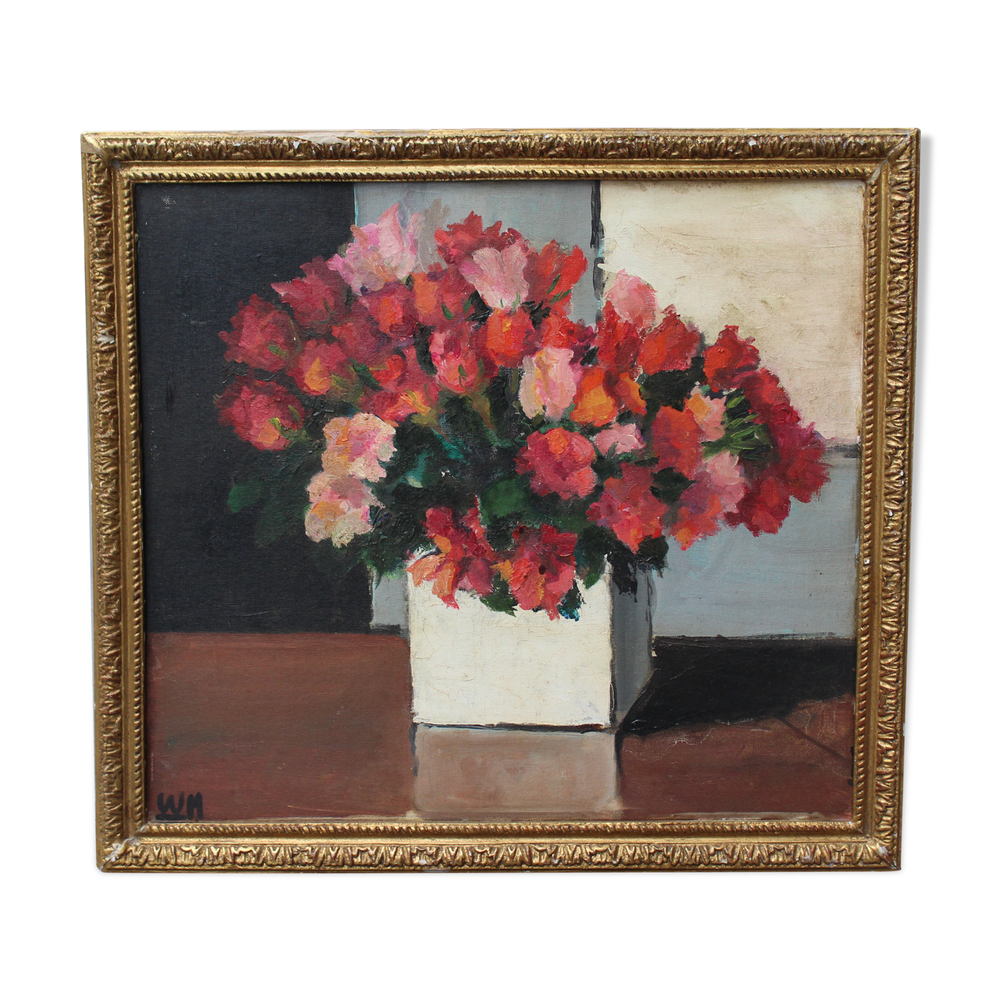 Vintage painting, bouquet of roses