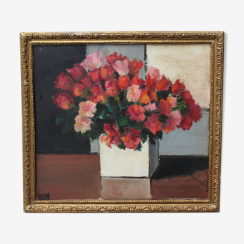 Vintage painting, bouquet of roses