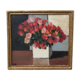 Vintage painting, bouquet of roses