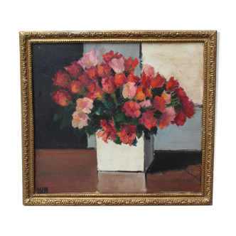 Vintage painting, bouquet of roses