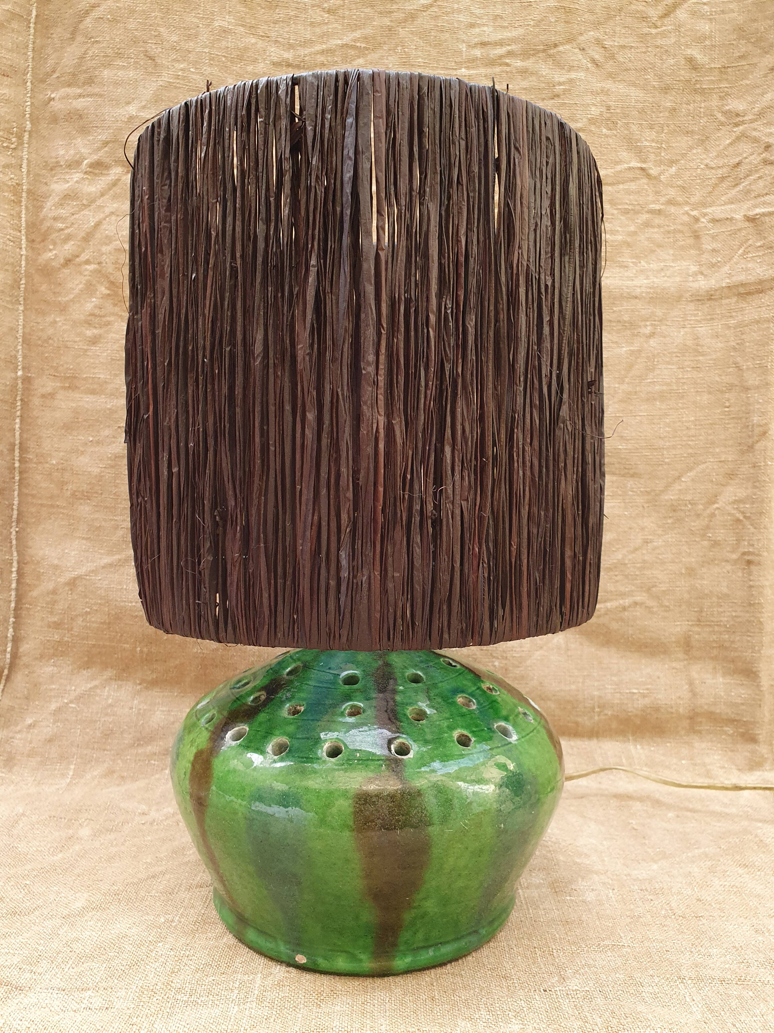 Glazed terracotta lamp