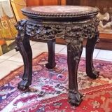 China, 19th century ironwood and marble pedestal coffee table