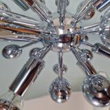 Sputnik ceiling light in chrome metal, Space Age style, 70s
